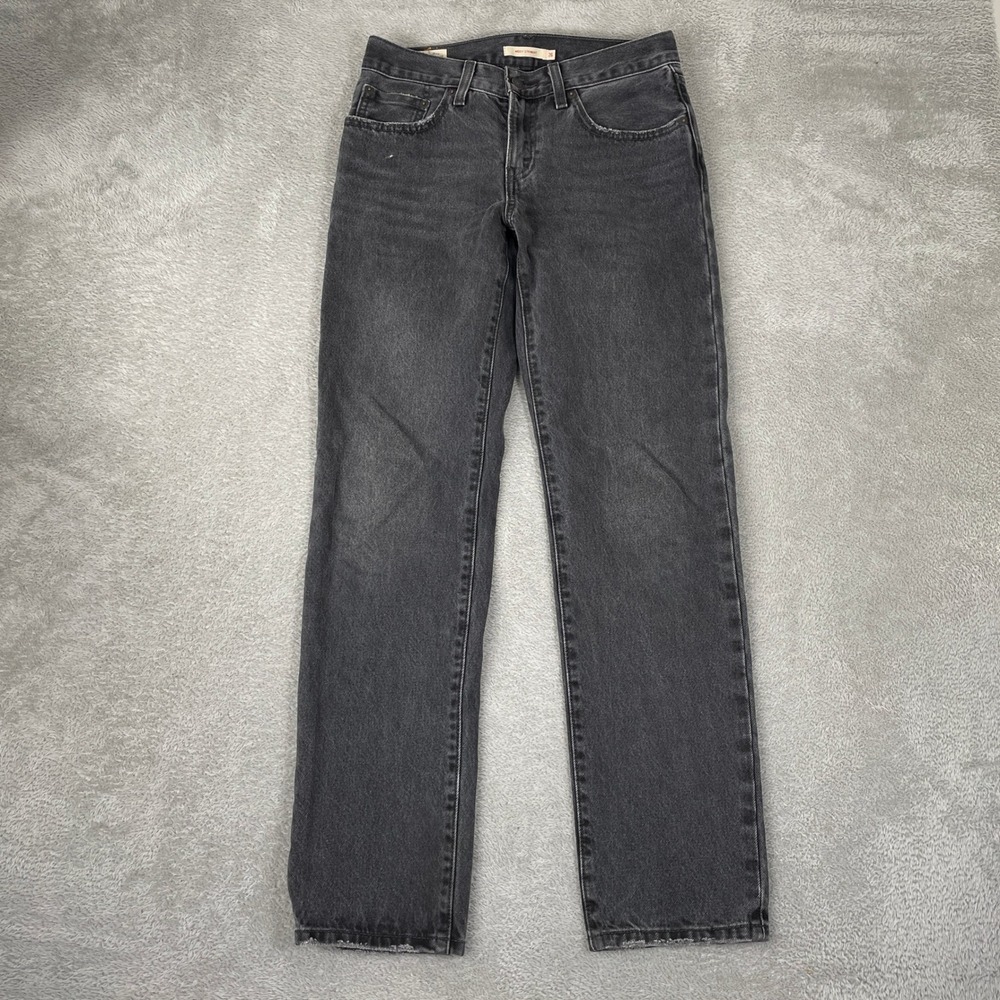 Levi's Premium Middy Straight Jeans Womens 26x31 Black Mid Rise Denim